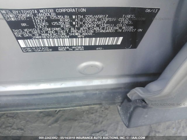 JTMRFREV2D5018684 - 2013 TOYOTA RAV4 XLE SILVER photo 9