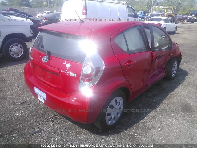 JTDKDTB34C1022894 - 2012 TOYOTA PRIUS C RED photo 4