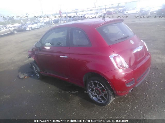 3C3CFFBR6DT581009 - 2013 FIAT 500 SPORT RED photo 3