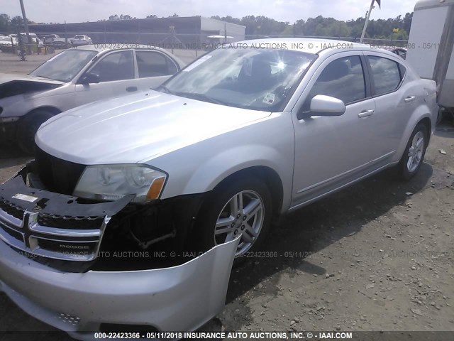 1C3CDZCB0CN157509 - 2012 DODGE AVENGER SXT SILVER photo 2