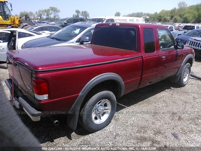 1FTZR15VXYPB05235 - 2000 FORD RANGER SUPER CAB RED photo 4