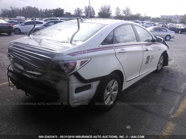 KMHEC4A47EA113561 - 2014 HYUNDAI SONATA HYBRID WHITE photo 4