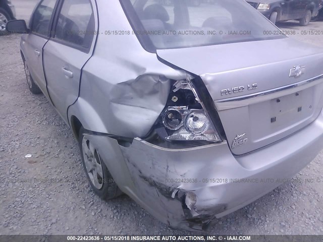 KL1TD56638B131828 - 2008 CHEVROLET AVEO LS SILVER photo 6