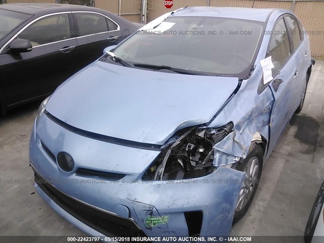 JTDKN3DP7E3061242 - 2014 TOYOTA PRIUS PLUG-IN  BLUE photo 2