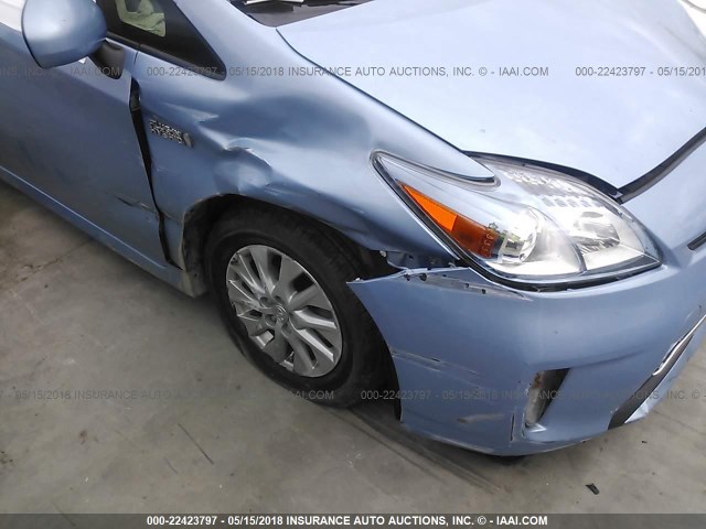 JTDKN3DP7E3061242 - 2014 TOYOTA PRIUS PLUG-IN  BLUE photo 6