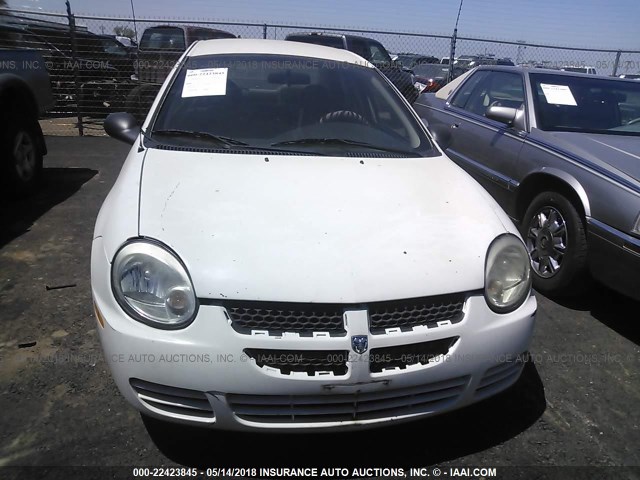 1B3ES26C15D220150 - 2005 DODGE NEON SE WHITE photo 6