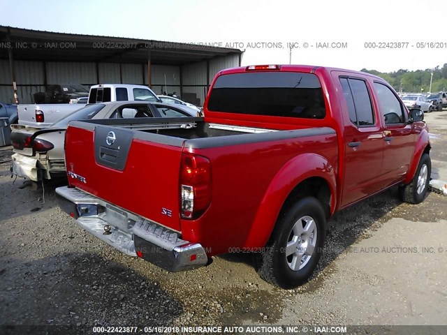 1N6AD07U87C459929 - 2007 NISSAN FRONTIER CREW CAB LE/SE/OFF ROAD RED photo 4