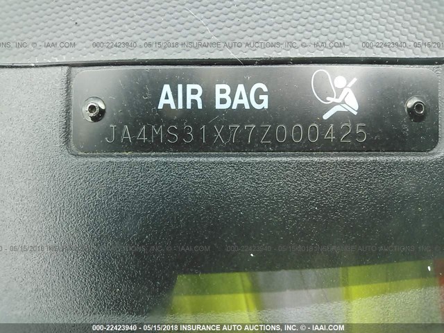 JA4MS31X77Z000425 - 2007 MITSUBISHI OUTLANDER ES/LS Boz foto 9