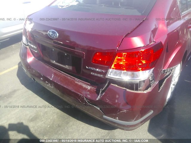 4S3BMBL62B3228141 - 2011 SUBARU LEGACY 2.5I LIMITED MAROON photo 6