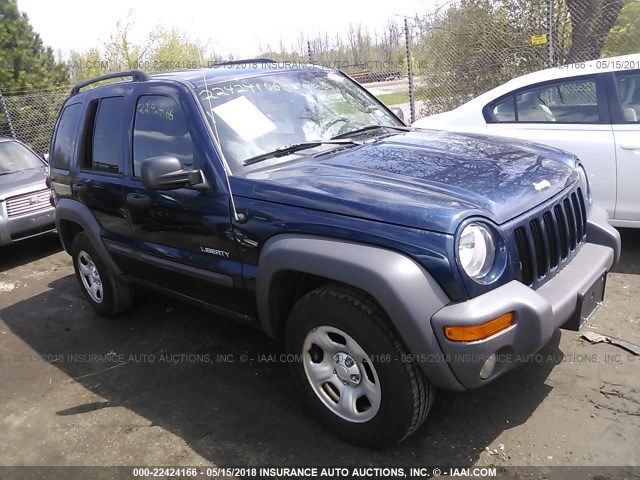 1J4GL48K54W184836 - 2004 JEEP LIBERTY SPORT BLUE photo 1