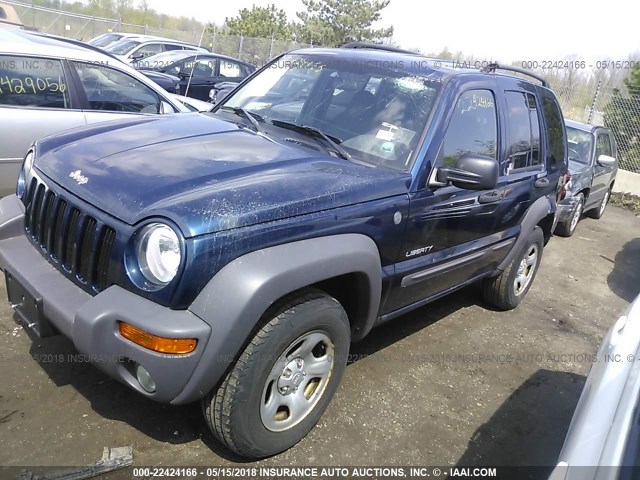 1J4GL48K54W184836 - 2004 JEEP LIBERTY SPORT BLUE photo 2