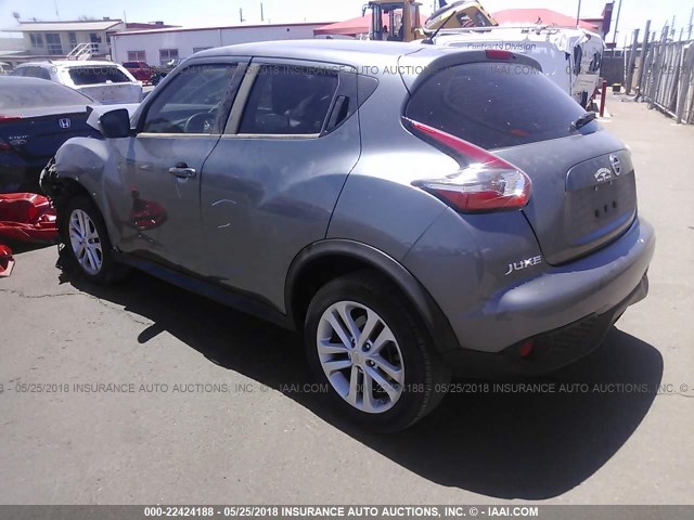 JN8AF5MR2FT513724 - 2015 NISSAN JUKE S/SV/SL/NISMO GRAY photo 3