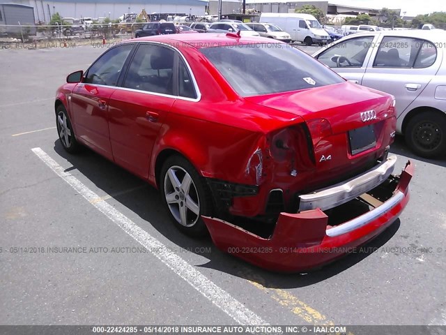 WAUDF68E75A434577 - 2005 AUDI A4 2.0T QUATTRO RED photo 3