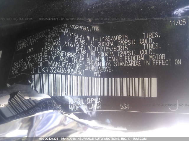 JTLKT324864054461 - 2006 TOYOTA SCION XB ლურჯი ფოტო 9