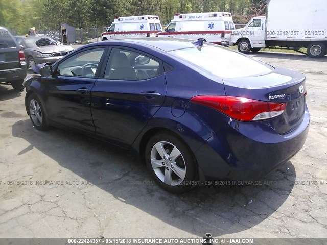 5NPDH4AE2DH299947 - 2013 HYUNDAI ELANTRA GLS/LIMITED BLUE photo 3