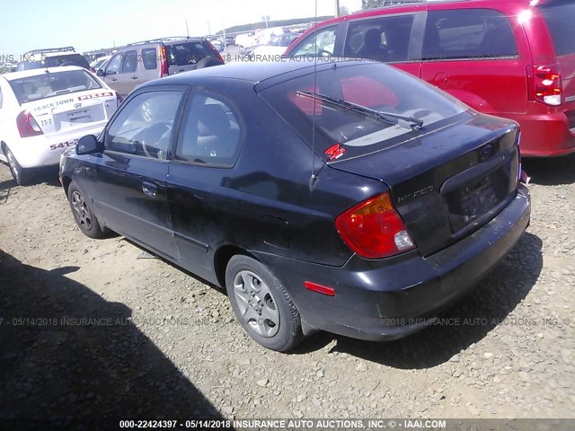 KMHCG35C84U304989 - 2004 HYUNDAI ACCENT GL BLACK photo 3