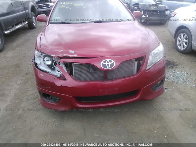 4T1BF3EK0BU692707 - 2011 TOYOTA CAMRY SE/LE/XLE RED photo 6