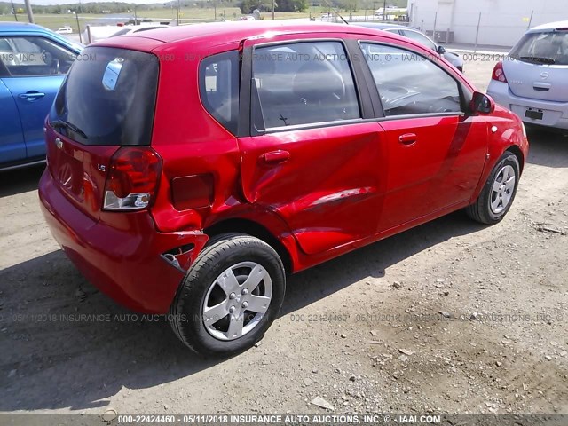 KL1TD66648B108466 - 2008 CHEVROLET AVEO LS RED photo 4