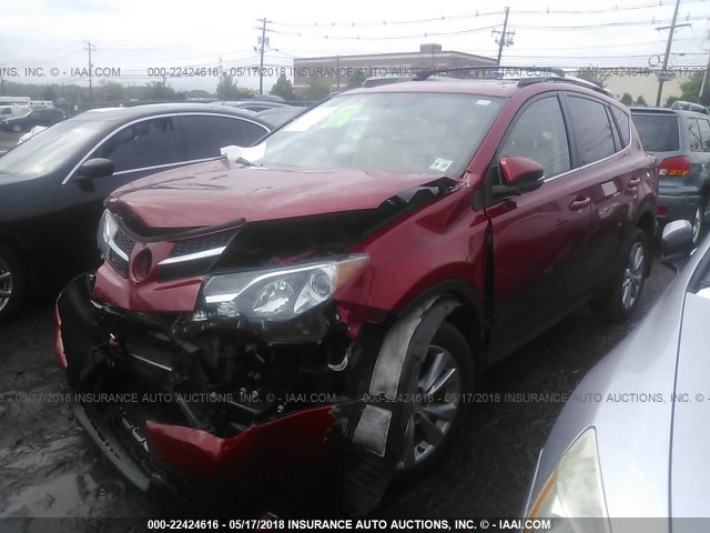 2T3DFREV3FW309863 - 2015 TOYOTA RAV4 LIMITED RED photo 2