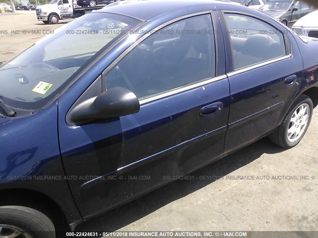 1B3ES56C55D191916 - 2005 DODGE NEON SXT BLUE photo 6