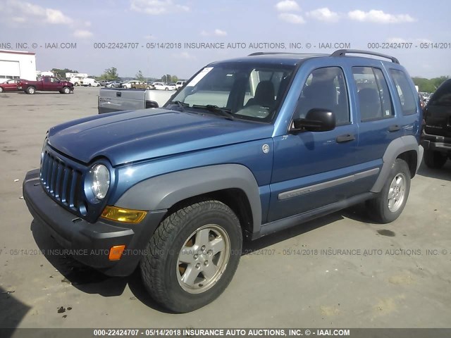 1J4GL48K66W103877 - 2006 JEEP LIBERTY SPORT BLUE photo 2