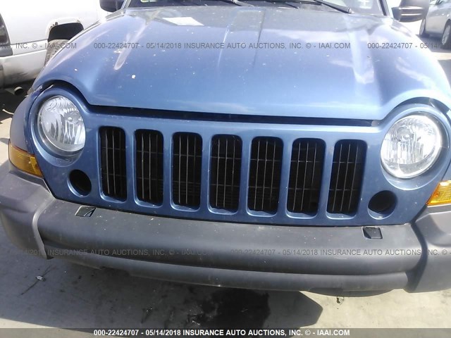 1J4GL48K66W103877 - 2006 JEEP LIBERTY SPORT BLUE photo 6