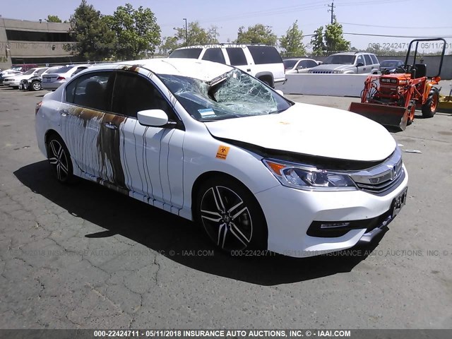 1HGCR2F61GA225351 - 2016 HONDA ACCORD SPORT WHITE photo 1