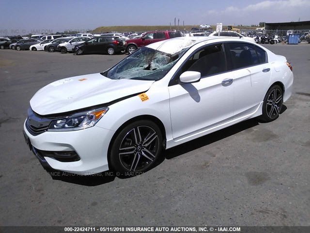 1HGCR2F61GA225351 - 2016 HONDA ACCORD SPORT WHITE photo 2