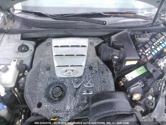 5NPEU46F96H145398 - 2006 HYUNDAI SONATA GLS/LX SILVER photo 10