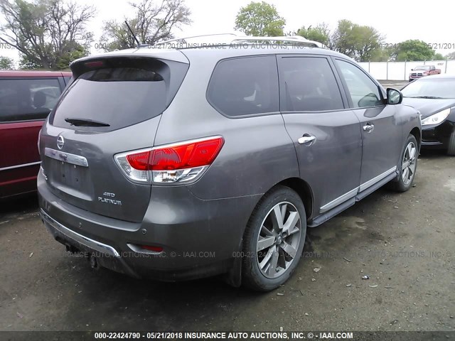 5N1AR2MM1DC608130 - 2013 NISSAN PATHFINDER S/SV/SL/PLATINUM GRAY photo 4