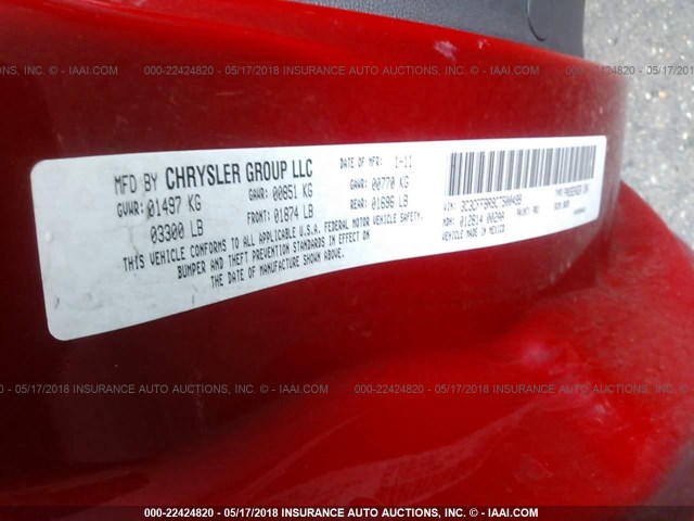 3C3CFFBR9CT500499 - 2012 FIAT 500 SPORT RED photo 9