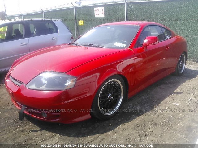 KMHHN65F33U099555 - 2003 HYUNDAI TIBURON GT RED photo 2