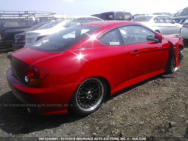 KMHHN65F33U099555 - 2003 HYUNDAI TIBURON GT RED photo 4