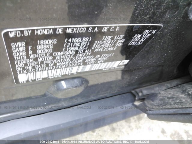 3CZRU6H37GM752874 - 2016 HONDA HR-V LX GRAY photo 9