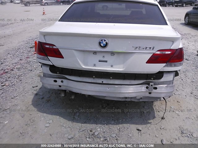 WBAHL835X7DT09460 - 2007 BMW 750 I WHITE photo 6