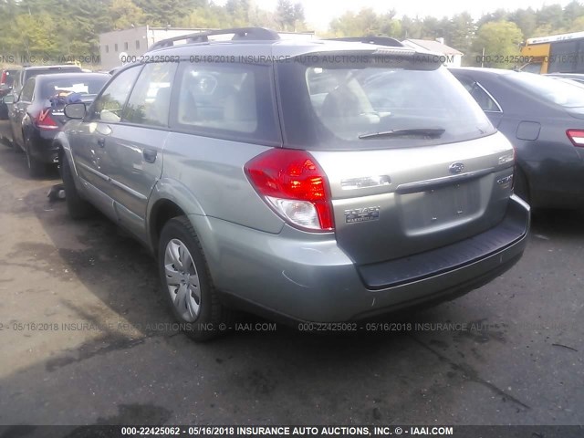 4S4BP60C497332220 - 2009 SUBARU OUTBACK GREEN photo 3