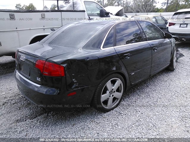 WAUEH78E88A021172 - 2008 AUDI A4 S-LINE 3.2 QUATTRO BLACK photo 4