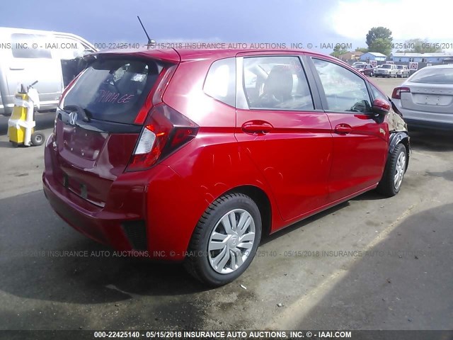 3HGGK5H55FM744593 - 2015 HONDA FIT LX RED photo 4