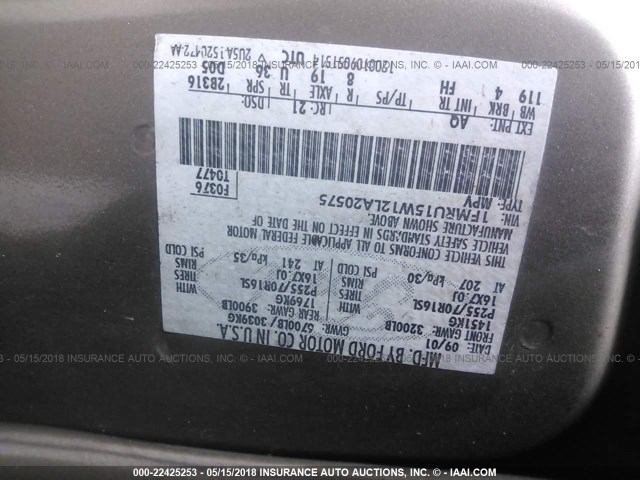 1FMRU15W12LA20575 - 2002 FORD EXPEDITION XLT 金色 照片 9