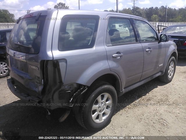 4F2CZ02Z58KM31710 - 2008 MAZDA TRIBUTE I GRAY photo 4