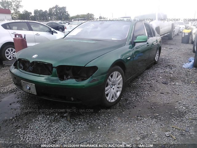 WBAGL63482DP54909 - 2002 BMW 745 I GREEN photo 2