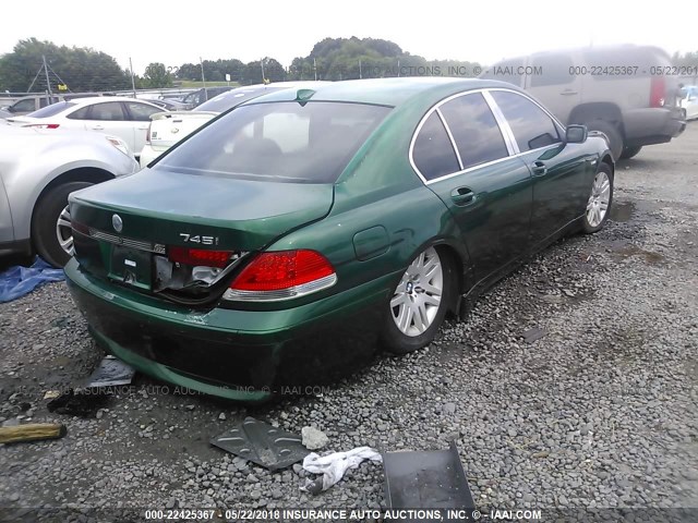 WBAGL63482DP54909 - 2002 BMW 745 I GREEN photo 4