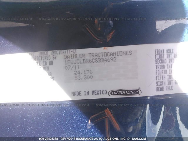 1FUJGLDR6CSBB4692 - 2012 FREIGHTLINER CASCADIA 125  BLUE photo 10