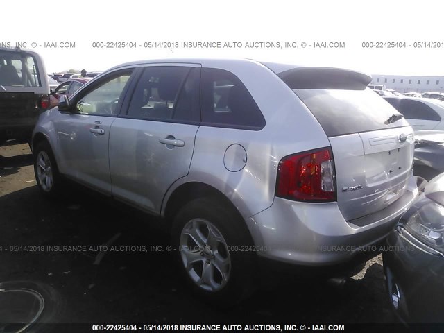 2FMDK4JCXDBC78836 - 2013 FORD EDGE SEL SILVER photo 3