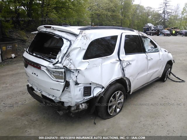 1C4RDJDG1FC837808 - 2015 DODGE DURANGO LIMITED WHITE photo 4