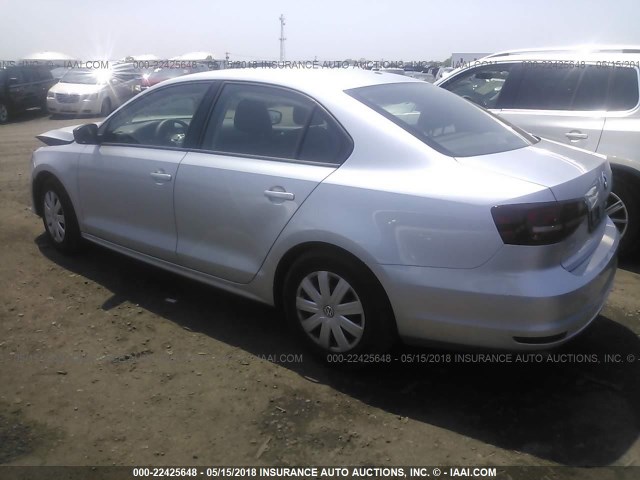 3VW167AJXGM342272 - 2016 VOLKSWAGEN JETTA S SILVER photo 3