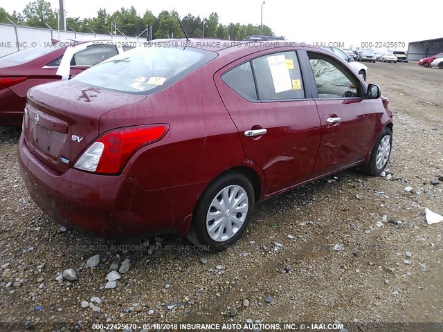 3N1CN7AP8CL857101 - 2012 NISSAN VERSA S/SV/SL RED photo 4