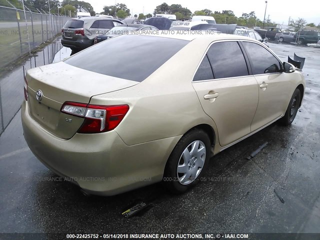 4T1BF1FK6CU061383 - 2012 TOYOTA CAMRY SE/LE/XLE GOLD photo 4