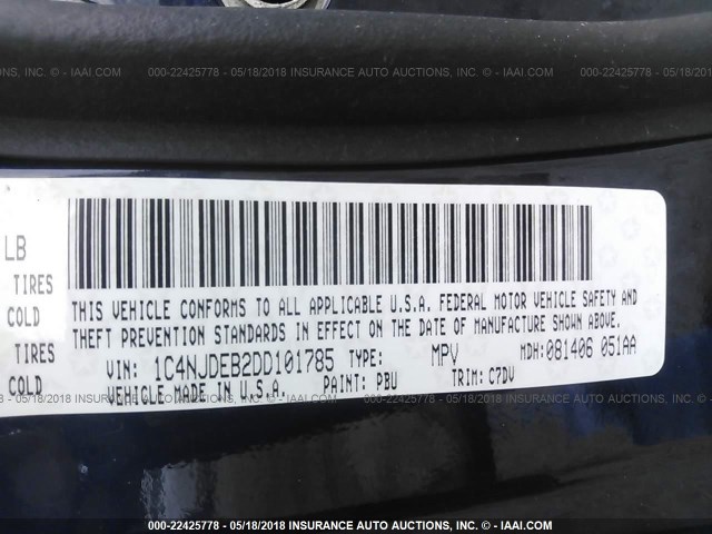 1C4NJDEB2DD101785 - 2013 JEEP COMPASS LATITUDE 蓝色 照片 9