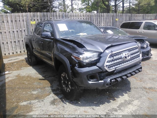 3TMCZ5ANXHM117829 - 2017 TOYOTA TACOMA DBL CAB/SR/TRDSPT/OR/PRO ნაცრისფერი ფოტო 1